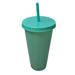 Acrylic Reusable Party Cup with Straw - Teal